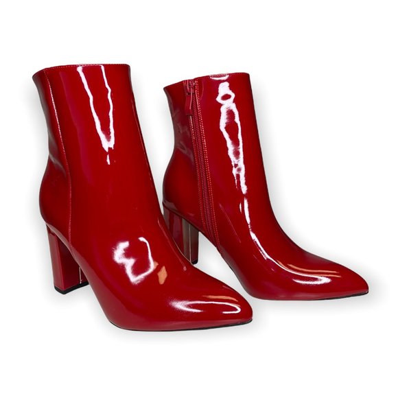 PU Boots Red Top Moda - Picture 1 of 2